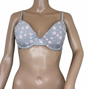 Lucky Brand Floral Underwire Bra - Blue & Pink Ditsy Print Size 36C